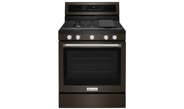 Cuisinière au gaz à convection et 5 brûleurs 30 po KitchenAid - KFGG500EBS