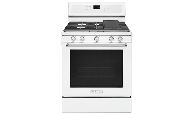 Cuisinière de 30 po au gaz à convection 5 brûleurs KitchenAid - KFGG500EWH