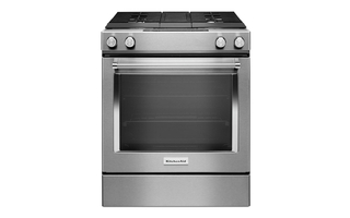 Cuisinière bi-combustible commandes frontales 4 brûleurs KitchenAid - KSDG950ESS