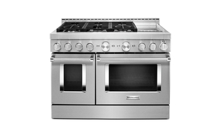 Cuisinière de style commerciale intelligente au gaz avec plaque chauffante 48 po KitchenAid - KFGC558JSS