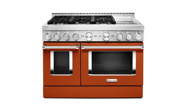 Cuisinière de style commerciale intelligente au gaz avec plaque chauffante 48 po KitchenAid - KFGC558JSC