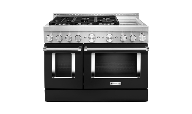 Cuisinière de style commerciale intelligente au gaz avec plaque chauffante 48 po KitchenAid - KFGC558JBK