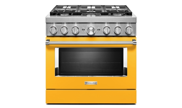 Cuisinière de style commerciale intelligente bicombustible 6 brûleurs 36 po KitchenAid - KFDC506JYP