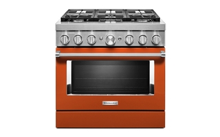 Cuisinière de style commerciale intelligente bicombustible 6 brûleurs 36 po KitchenAid - KFDC506JSC