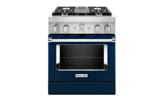 Cuisinière de style commerciale intelligente bicombustible 4 brûleurs 30 po KitchenAid - KFDC500JIB