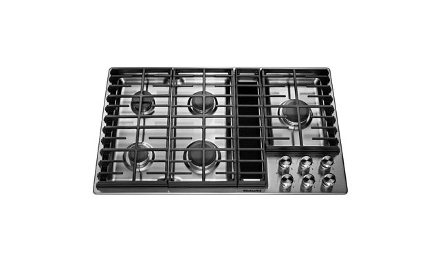 Table de cuisson au gaz à évacuation descendante 5 brûleurs 36 po KitchenAid - KCGD506GSS