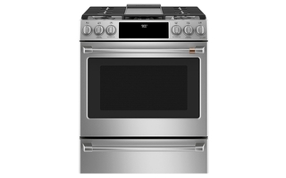 Cuisinière encastrée biénergie avec commandes à l'avant four à convection et tiroir-réchaud GE Café  - CC2S900P2MS1