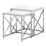 Tables gigognes ens. 2 pcs blanc lustre chrome - 3025