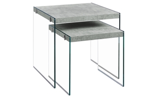 Tables gigognes Ens 2 pcs gris ciment verre trempé - 3231