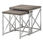 Tables gigognes ens. 2 pcs taupe foncé métal chrome - 3255