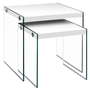 Tables gigognes ens. 2 pcs blanc lustre verre trempé - 3287