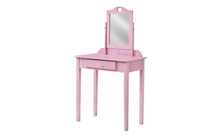 vanité miroir et tiroir rangement rose - 3328