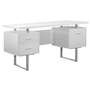 Bureau métal argent blanc -7081