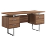 Bureau métal argent noyer - 7083