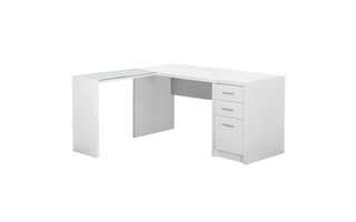 Bureau blanc de coin et verre trempé - 7136