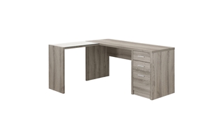 Bureau taupe foncé de coin et verre trempé - 7138