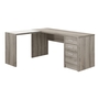 Bureau taupe foncé de coin et verre trempé - 7138