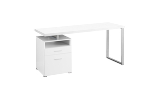 Bureau blanc métal argent - 7144