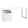 Bureau blanc métal argent - 7144