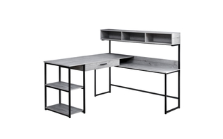 Bureau gris métal noir en coin - 7160