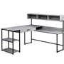 Bureau gris métal noir en coin - 7160