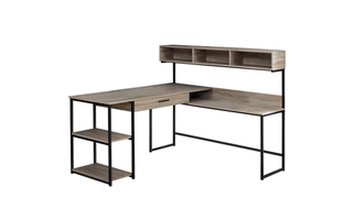 Bureau taupe foncé métal noir en coin - 7161