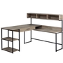 Bureau taupe foncé métal noir en coin - 7161