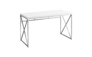 Bureau blanc lustre métal chrome - 7205