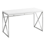 Bureau blanc lustre métal chrome - 7205