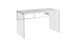 Bureau blanc lustre verre trempé - 7209