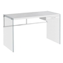 Bureau blanc lustre verre trempé - 7209