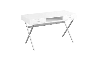 Bureau blanc lustre métal chrome - 7211