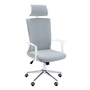 Chaise deBureau blanc tissu gris dossier executif - 7301