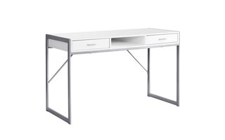 Bureau blanc métal argent - 7364