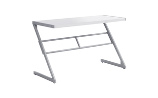 Bureau blanc métal argent - 7372