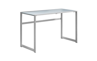 Bureau métal argent verre trempé givre - 7380