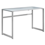 Bureau métal argent verre trempé givre - 7380