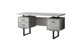 Bureau faux bois gris métal noir - 7417