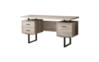 Bureau faux bois taupe métal noir - 7418