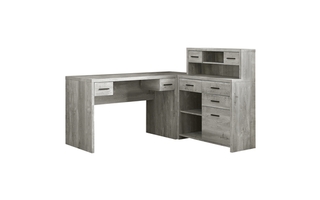 Bureau faux bois gris en coin cote droit gauche - 7428