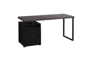 Bureau noir dessus gris métal noir - 7436