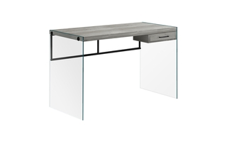 Bureau faux bois gris verre trempé - 7445