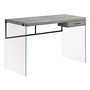 Bureau faux bois gris verre trempé - 7445