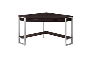 Bureau en coin espresso métal argent - 7502