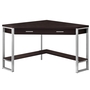 Bureau en coin espresso métal argent - 7502