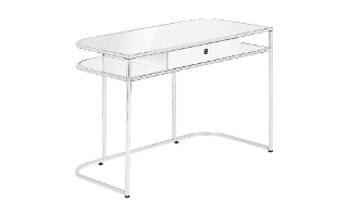 Bureau blanc lustre métal chrome - 7520