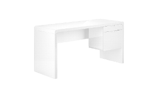 Bureau blanc lustre tiroir cote droit gauche - 7581