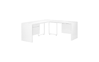 Bureau blanc lustre tiroir cote droit gauche - 7582