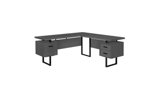 Bureau gris moderne métal noir face l/r - 7615