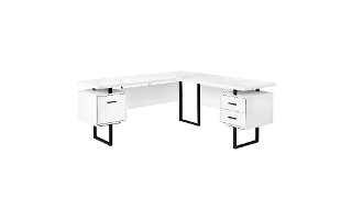 Bureau blanc métal noir face l/r - 7616